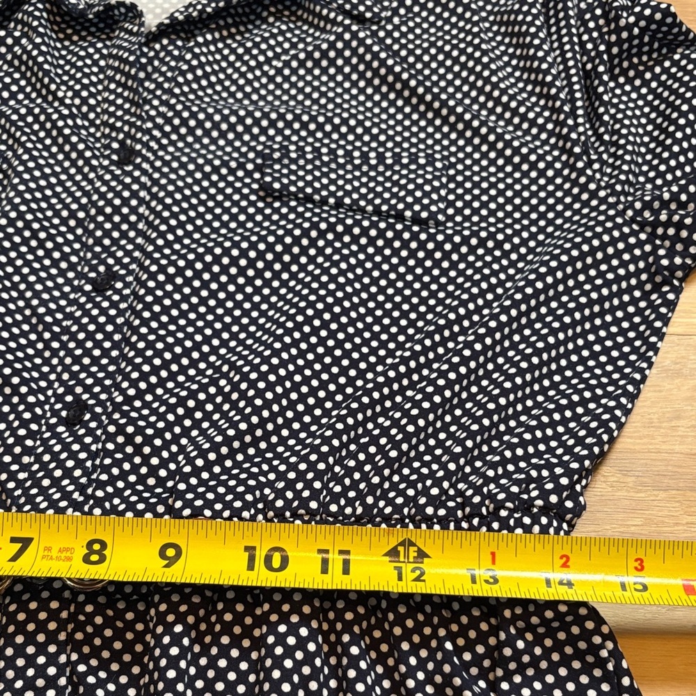 Indigo Rose Navy Polka Dot Midi Shirt Dress with Brown Belt Women’s L - Picture 12 of 16
